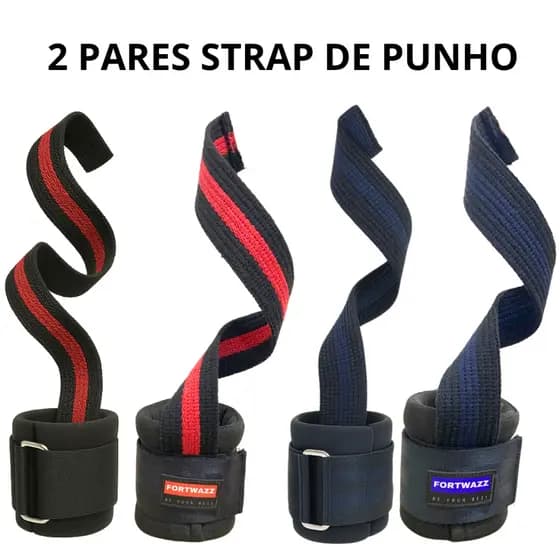 Kit 2 Pares Strap de Punho 100% Algodão Academia - Fortwazz ZZ60
