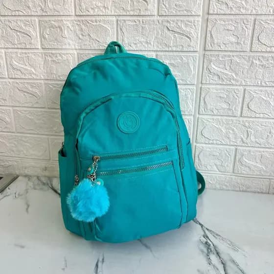 Mochila Casual Moda Nylon Pano Escolar Feminina Leve Cor Sólida Simples Viagem Média