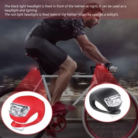 Luz LED de Silicone para Bicicleta, Luz Frontal e Traseira para Ciclismo, Lâmpada de Aviso à Prova d'Água para Ciclismo-