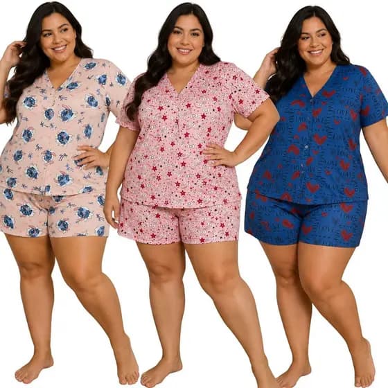 Baby Doll Blogueirinha Suede Estampado Plus Size / Baby Doll Feminino / Roupa de Dormir