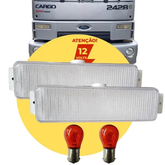 Kit Par Lanterna Pisca Frontal Cristal + Lâmpada 12v Ford Cargo