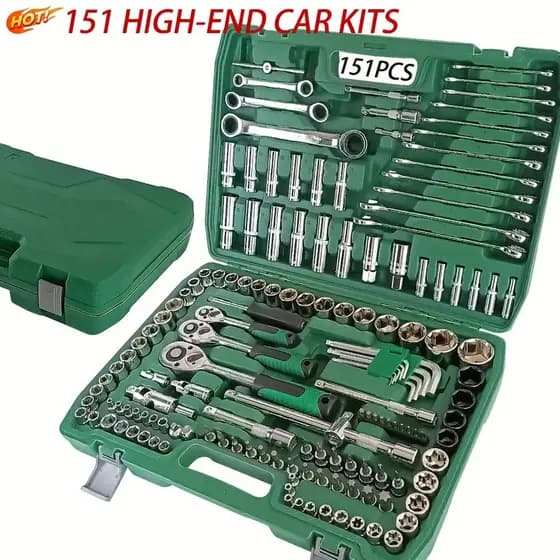 Kit Jogo De Ferramentas Com Soquetes 151 Peças De Aço Crv