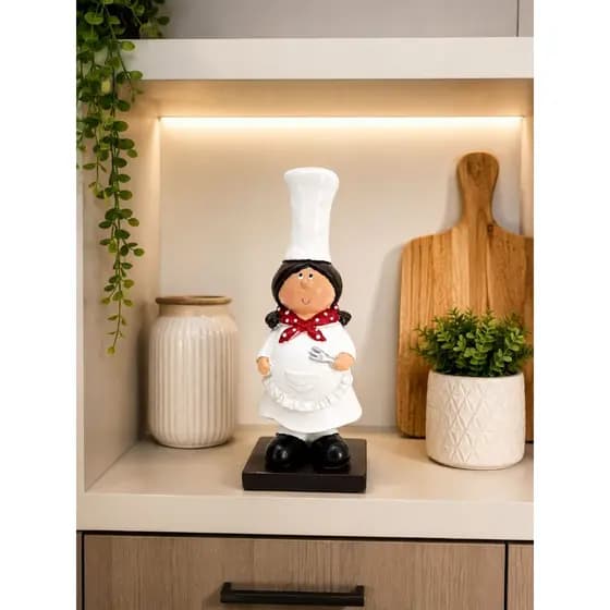 Chef Cozinheira decorativa, Chef mulher jovem, decoração LUXO