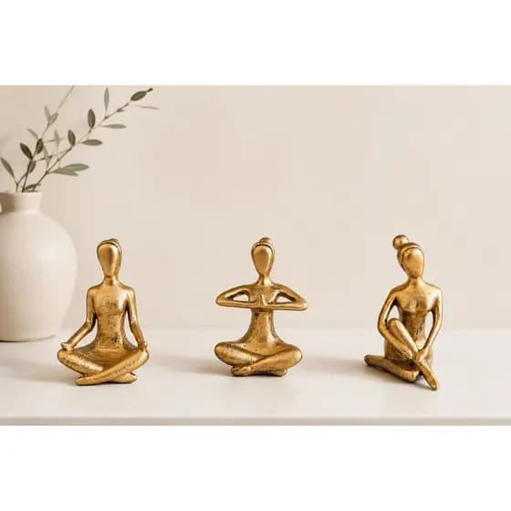 Kit decorativo luxo, escultura abstrata, minimalista, decoração Ioga