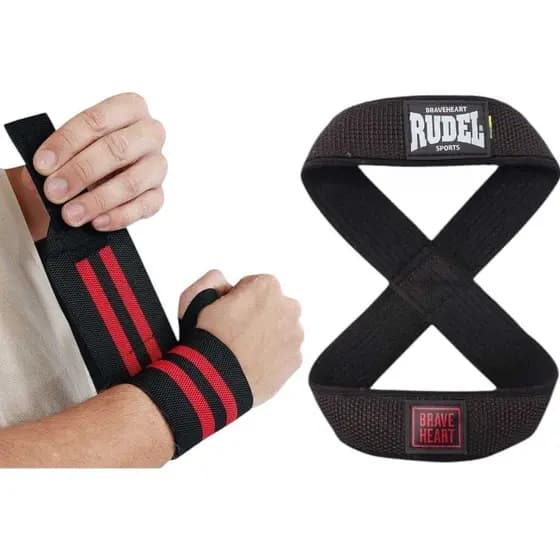 KIT MUNHEQUEIRA ELASTICA T35 + STRAPS FITNESS H8 RUDEL SPORTS