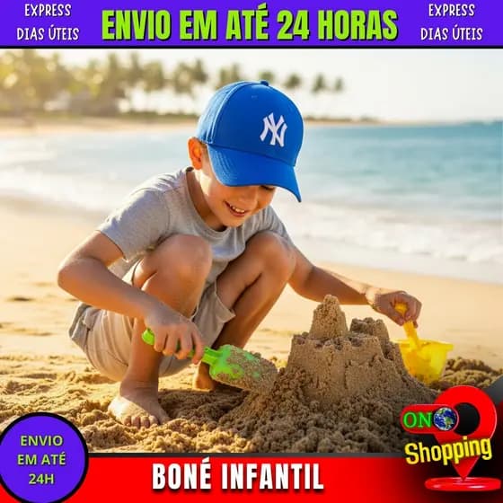 Boné infantil Aba Curva Unissex NY New York Premium infantil de 4 A 8 anos boné infantil