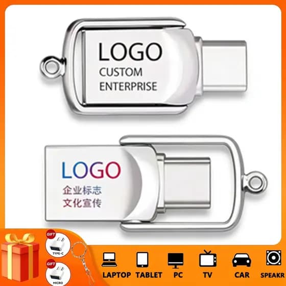 Unidade Flash de alta velocidade TYPE-C 32GB-2TB USB3.0 mais compatível com dispositivo, com adaptador