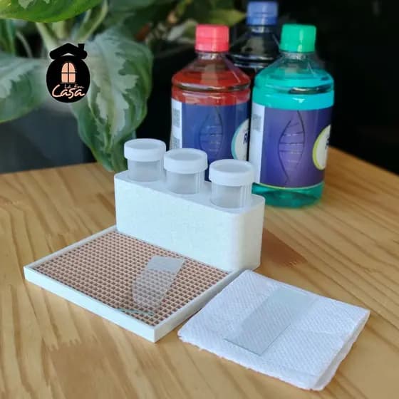 Suporte para 3 Corantes de Hematologia com Grade Removível | Panótico Citologia