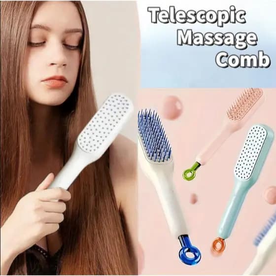Pente Escova de Cabelo Escalonável anti-Estático Rotativo De Limpeza Automática Doméstica Extensível