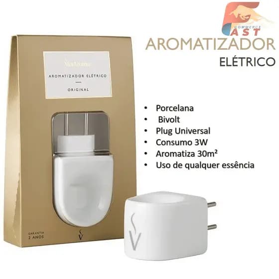 Aromatizador Branco Porcelana Elétrico Via Aroma Difusor de essencia hidrossoluvel e oleo essencial