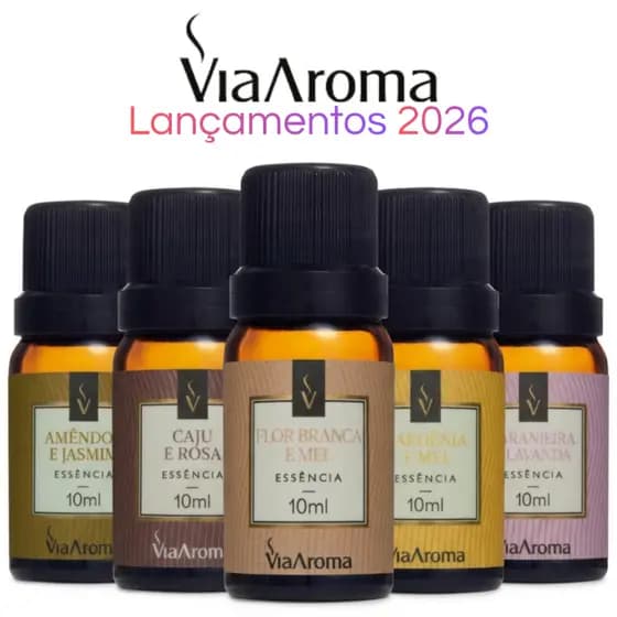 Novas Essencias Via Aroma 10ml Lançamentos 2026 para Difusor Elétrico e Umidificador