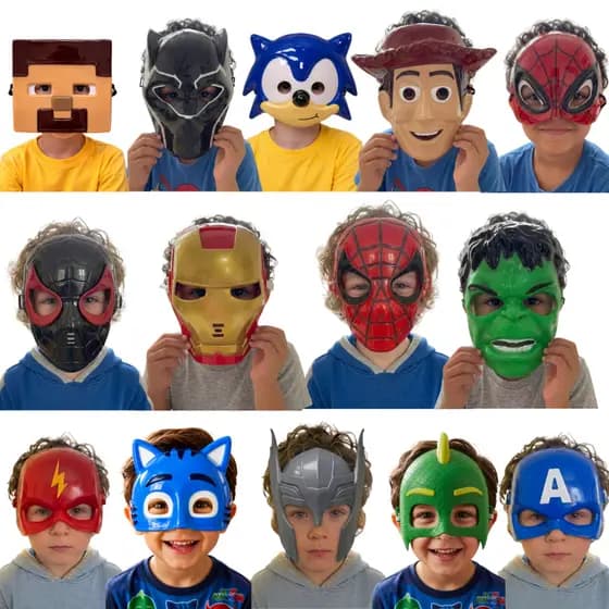Mascara De Plastico Infantil Personagens Batman Homem Aranha Ferro Hulk etc.