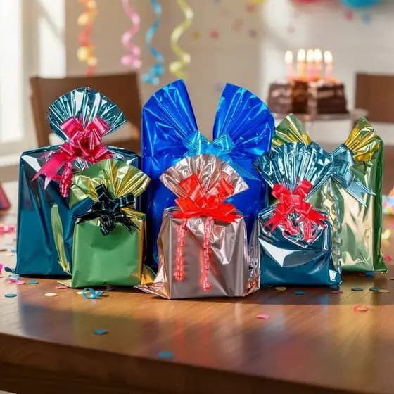 Saco de Presente Grande Saquinho Metalizado Tamanhos + 50 Laços Mágico Médio Sortidos