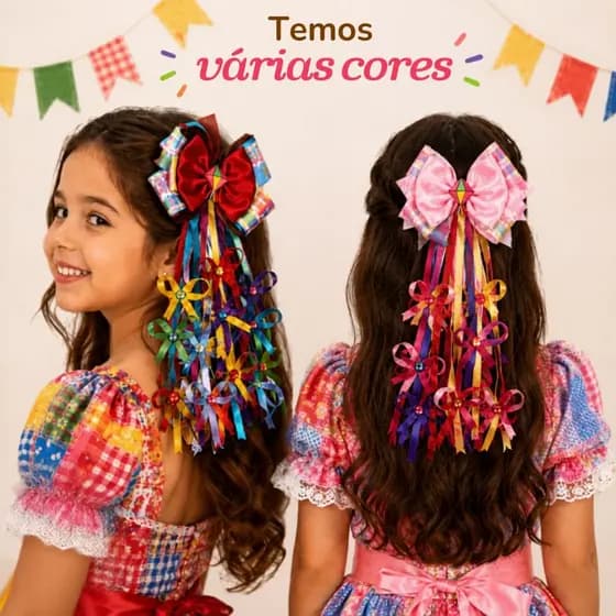 Laço Festa Junina de Cabelo Super Luxo Infantil e Adulto Caipira São João