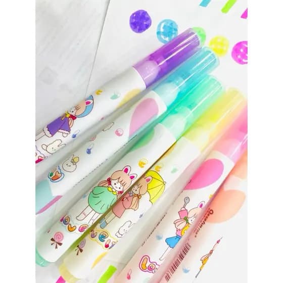 Marca Texto Tom Pastel com Carimbo 6 Cores