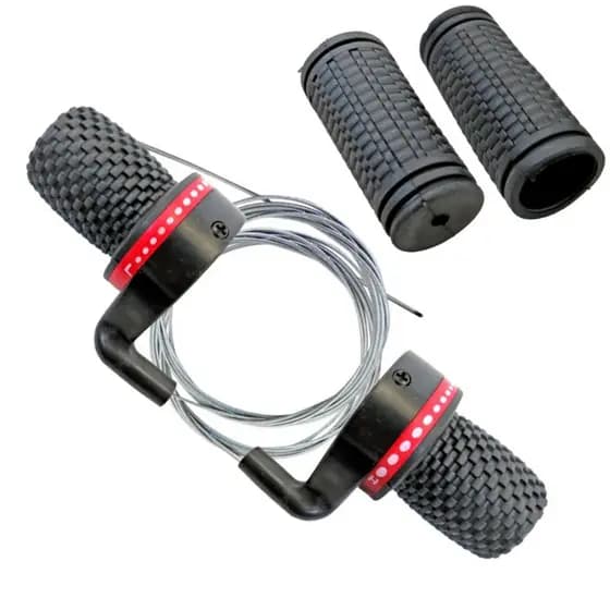 Alavanca Passador Trocador De Marchas Punho Para Bicicleta 18 E 21 Vel. Grip Shif + Par de Manopla + Cabos