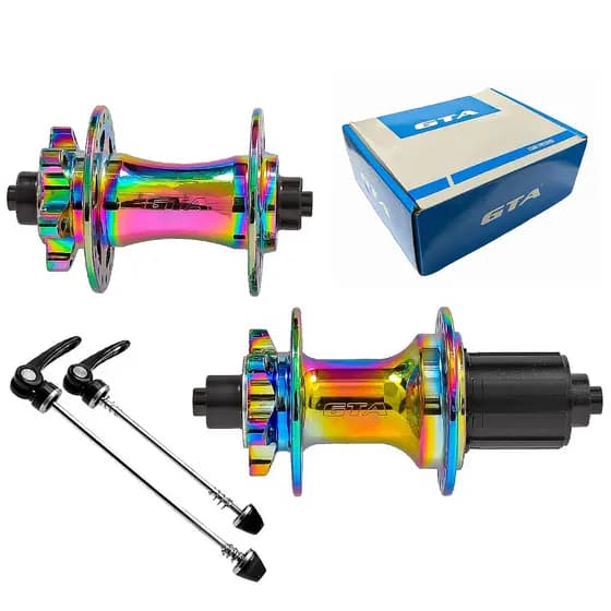 Par Cubo Dianteiro e Traseiro GTA Bicicleta Rainbow Camaleão Rolamento Barulhento 36F com Blocagem