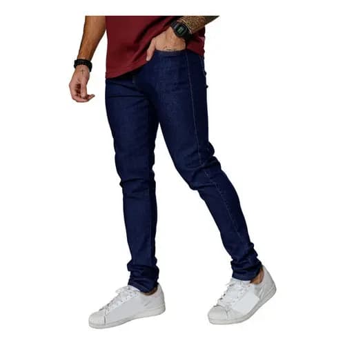 Calça Skinny Preta Masculina Jeans Com Elastano Lycra