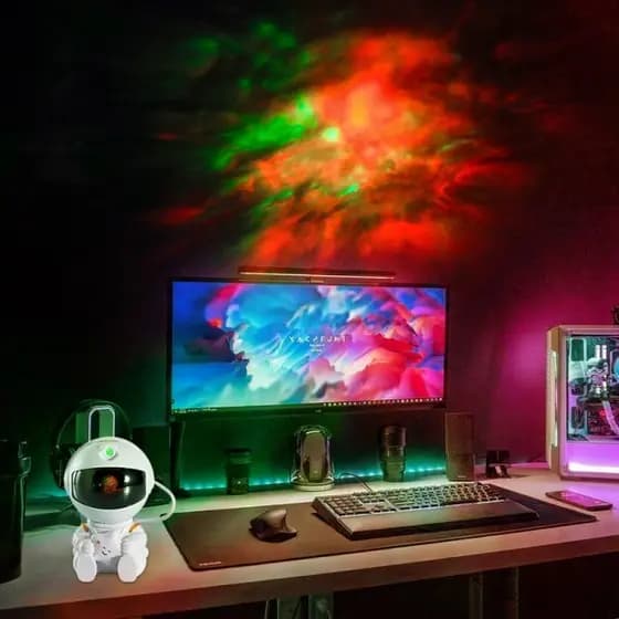 Quarto Decoração De Luzes Astronauta Projetor Estrelado Galaxy Estrelas Luz Noturna Lâmpada