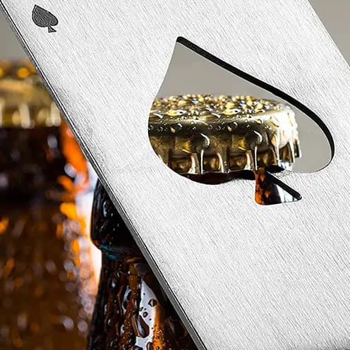 2 Abridor De Garrafa Formato Carta De Baralho Aco Inox A Espada