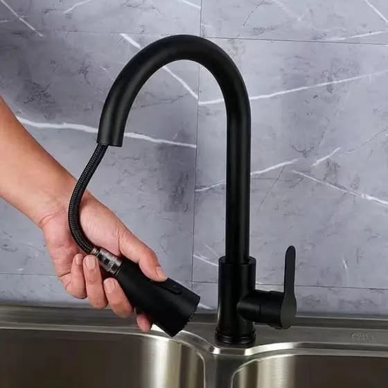 Torneira Cozinha Gourmet Misturador Monocomando Preto Fosco De áGua Quente Fria úNico Buraco