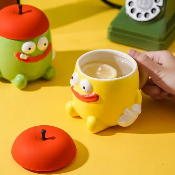 Caneca de cerâmica moderna, caneca criativa, caneca de maçã, peculiar, única, personalizada, masculina, Instagram, inter