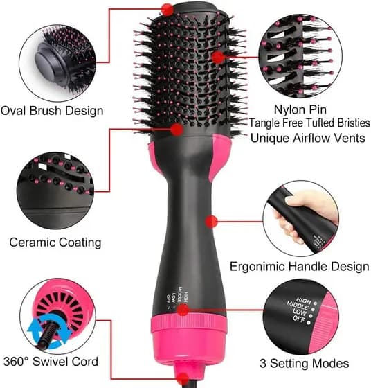 Escova Alisadora Secadora Modeladora Stepone 127v Cabelo Modelado e Movimento Íons de Cerâmica 1200W