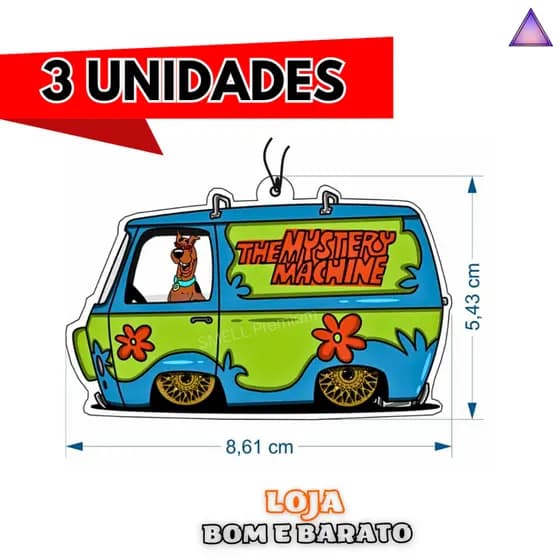 Kit 3 Unidades Van do Scooby Cheirinho Aromatizante de Carro e Ambiete - Bom e Barato