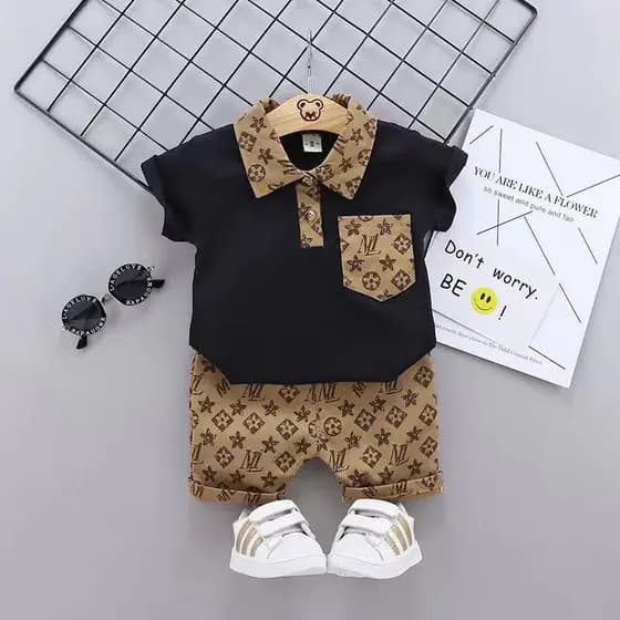 0-4 Anos De Idade De Lapela De Manga Curta Para Menino top + casual shorts De Duas Peças