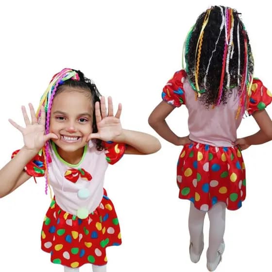 Promoção Fantasia Infantil Menina Palhacinha Circo Com Acessório Para Cabelo