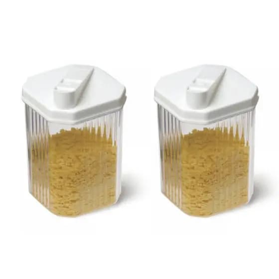 Kit 2 Farinheira Cristal Açucareiro 480ml Pote Acrílico Bico Dosador Cantinho do Café Açúcar Aveia