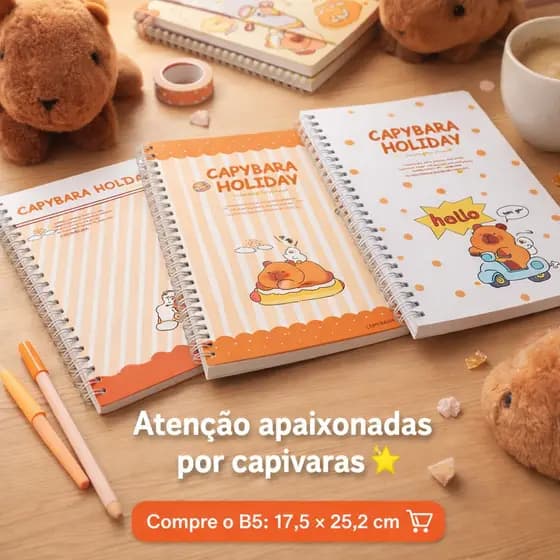 Caderno De Capivara HOLIDAY , Bobina B5 , Páginas Internas De Linha , Notas Diárias , Bloco De Pequeno Kawaii