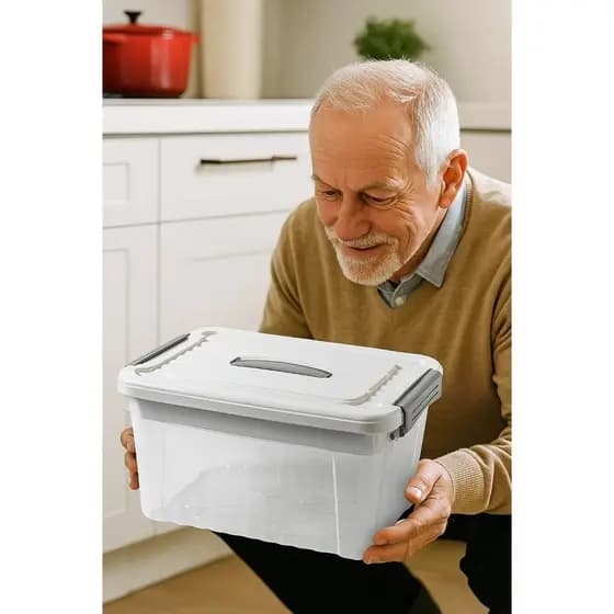 Cesto Organizador 20 Litros Tampa Plástica Guardar Roupas Brinquedos Objetos Casa