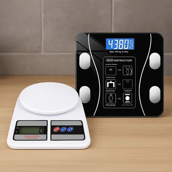 Combo Balanças Vida Fitness - Opções de Balanças Individuais e Kits: Balança Corporal e/ou Cozinha