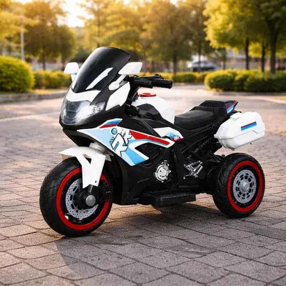 Moto Elétrica Infantil Até 30kg Branca Esportiva Radical Potente Bateria 6V Música Som Buzina Farol