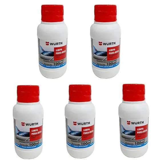 5 Limpa Parabrisa Wurth 100ml Fluido Liquido Limpeza De Para Brisa Automotivo Carro