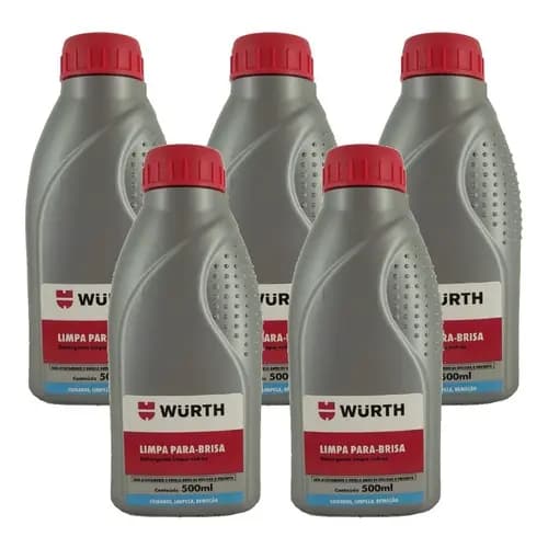Kit 5 Limpa Para Brisa Wurth 500ml Fluido Detergente Liquido Limpeza de Parabrisa Vidro Carro Automotivo