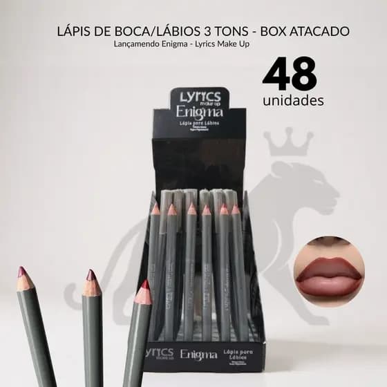 BOX 48 UNID. Lápis Labial Atacado Lyrics Make Up Enigma - Lançamento 3 Tons (Marrom, Vermelho e Nude) -/Revenda Atacado.