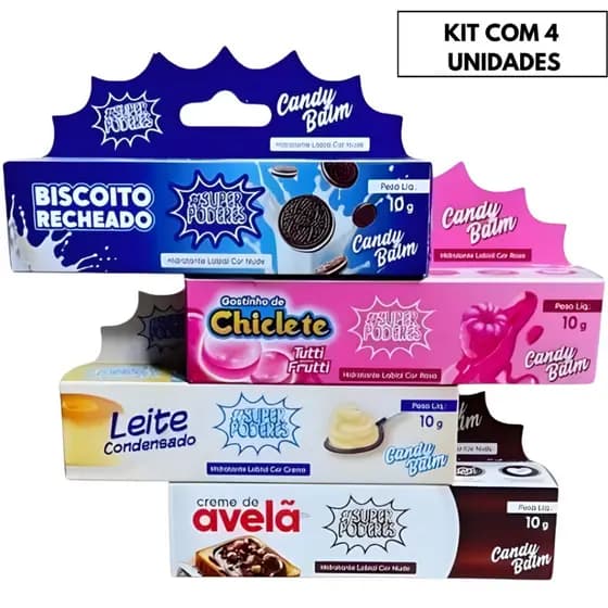 KIT COM 4 HIDRATANTE LABIAL CANDY BALM 10G CADA