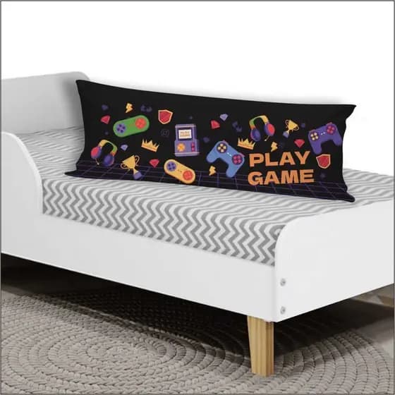 Capa de Travesseiro De Corpo Fronha Xuxinho Personalizada 0.90x0.30cm Quarto Decoração Video Game