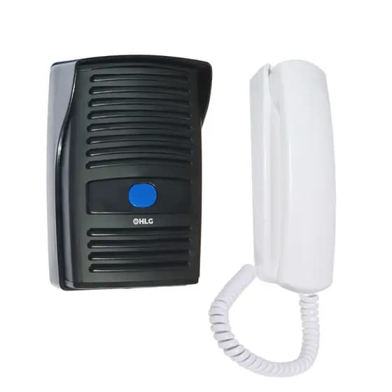 Interfone Porteiro Eletrônico Preto Residencial com Monofone Branco HLG - Campainha - Atende e Fala - Abre Fechadura