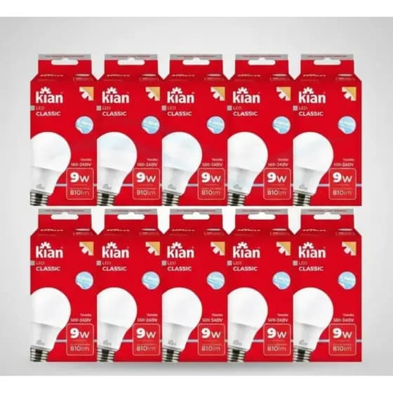 KIT LÂMPADAS LED BULBO A60 9W 6.500K BRANCA FRIA BIVOLT KIAN