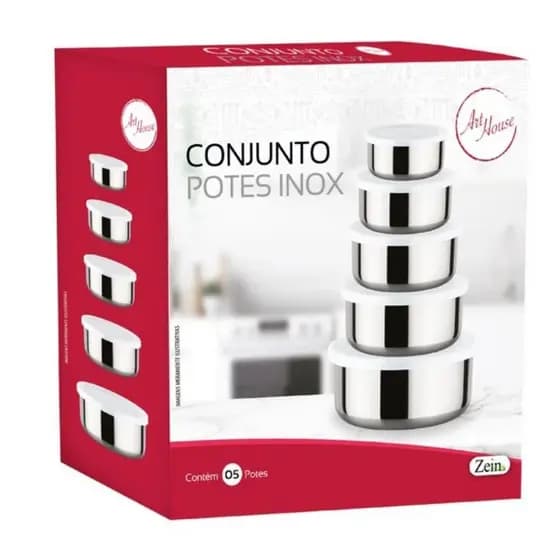 Conjunto de pote inox 5pçs