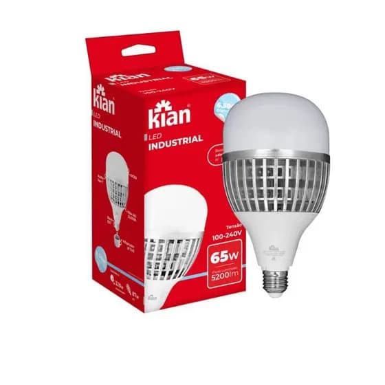 Lâmpada Led Industrial Bulbo T 65W E27/E40 6.500K Branca Fria Kian