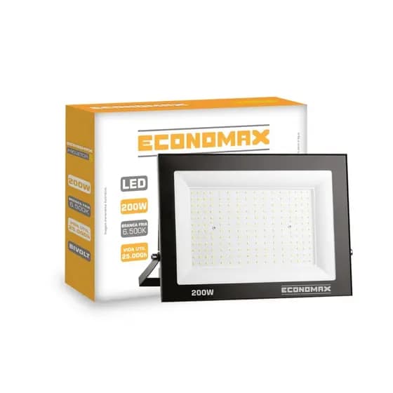 Refletor Led 200W 6.500K Branca Fria Bivolt Economax