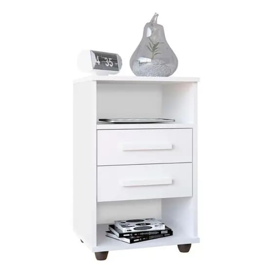 Mesa De Cabeceira Duda Espaço P/ Livros Gavetas Nicho Quarto Cor Branco
