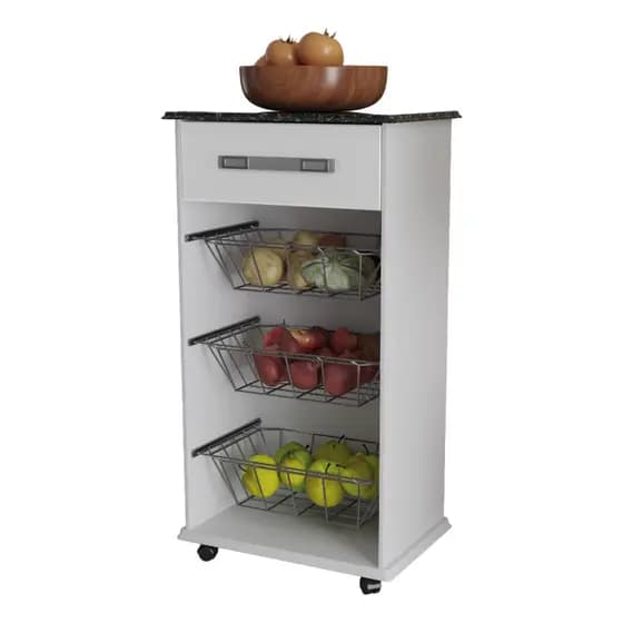 Balcão Fruteira Suporte Bebedouro Cozinha Organizador 3 Cestos Branco Marmore