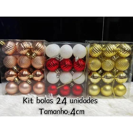 Novidade Decoração De Natal Kit 24 Bolas Pequenas Enfeite De Natal Para Arvore Decoração Festa 4cm(P10241)