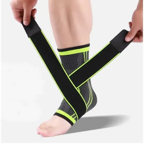 Tornozeleira Anti-Derrapante Ortopédica Ajustável Esportiva Proteção de Joelho com Strap Crossfit Verde