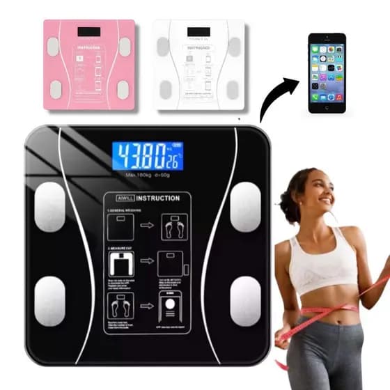 Balança Bioimpedância Digital Profissional Suporta Até 180kg Via Bluethooth Escala De Peso Digital Eletrônica